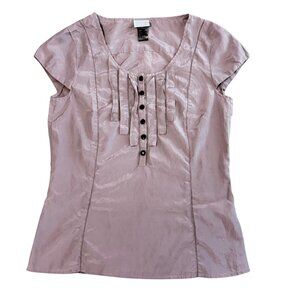 H&M Gray Silk Blend Cap Sleeve Blouse Size 4 Modern Classic Shirt